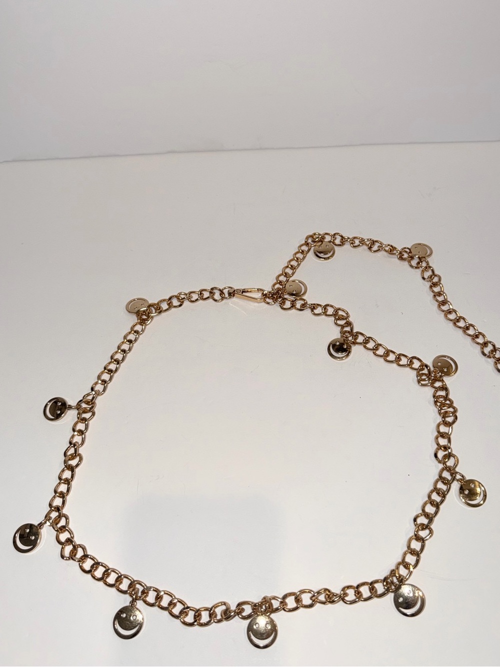 Gold-Tone Charm Happy Face Metal Adjustable Belt